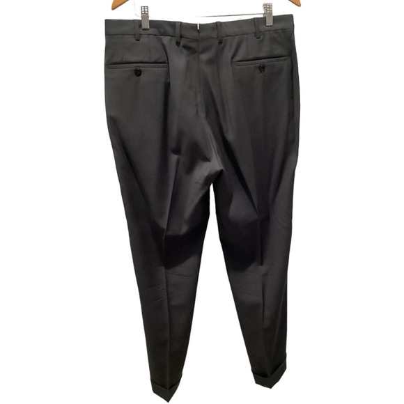 Incotex 36 x 31 Olive Gray Twill Luxury Wool Dress Pants Flat Front Cuffed - Picture 2 of 5